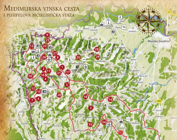 Turistička karta gornjeg Međimurja