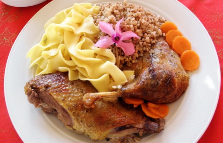 Pečena divlja raca s domaćim rezancima