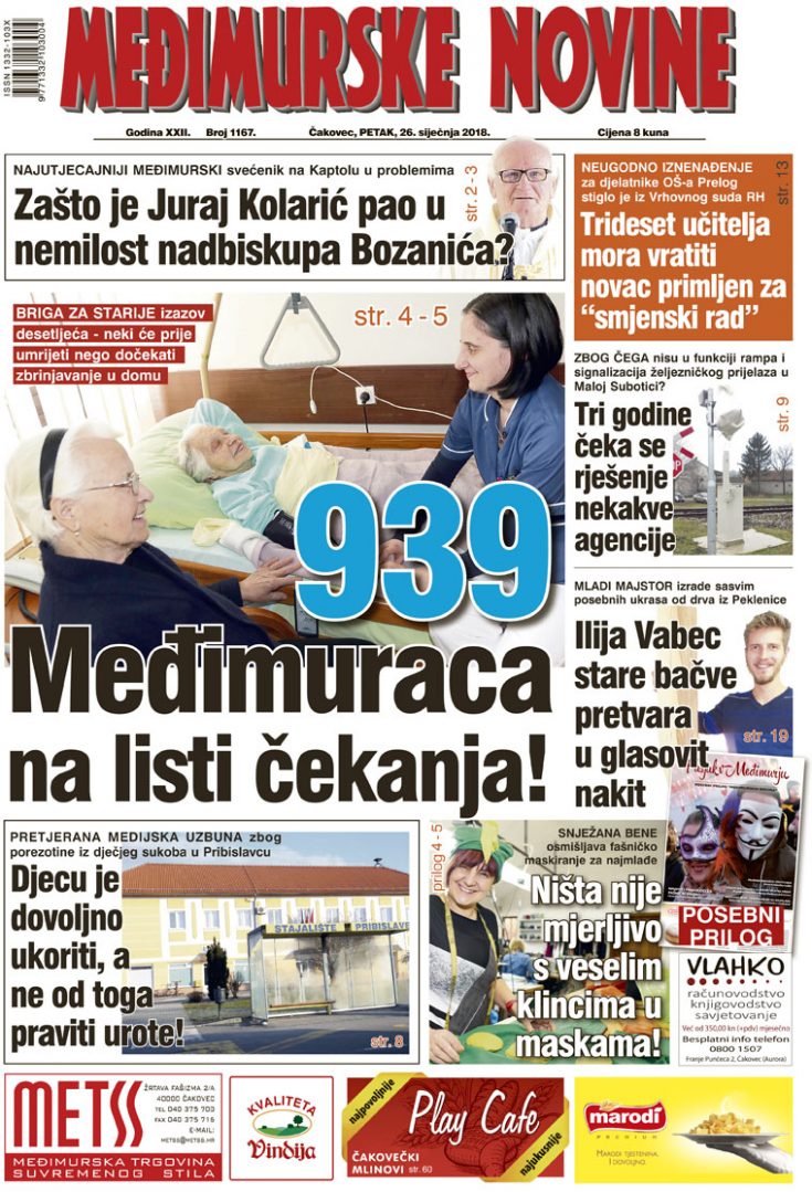 Međimurske novine - naslovnica br. 1167 Međimurske novine - naslovnica br. 1167