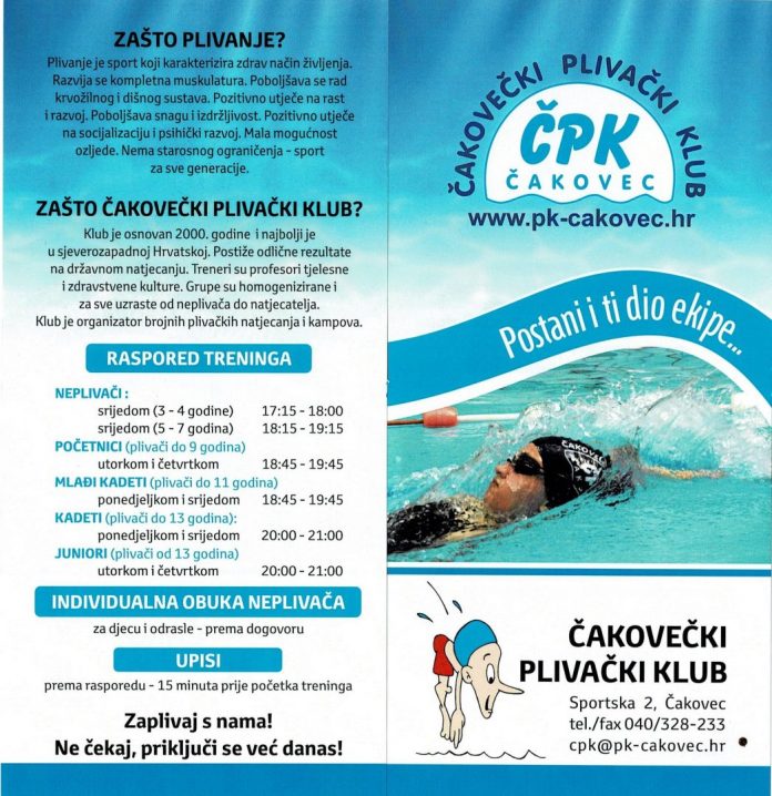 čakovečki plivački klub plakat nova sezona 2020