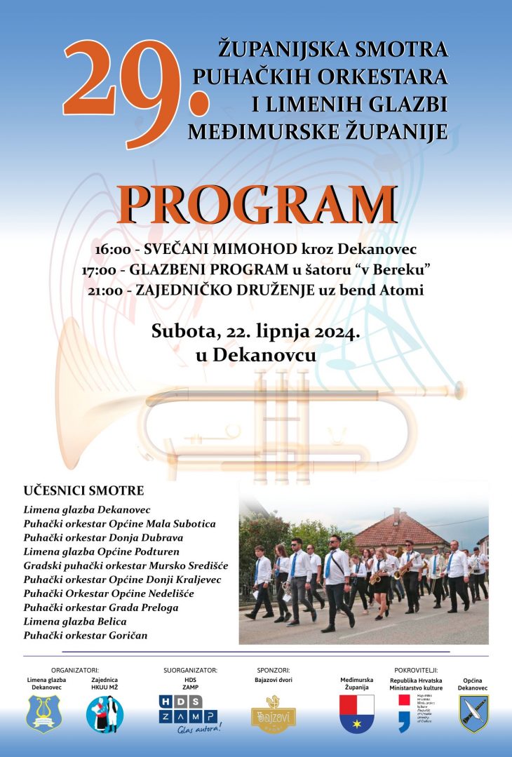 29. Županijska smotra puhačkih orkestara i limenih glazbi MŽ