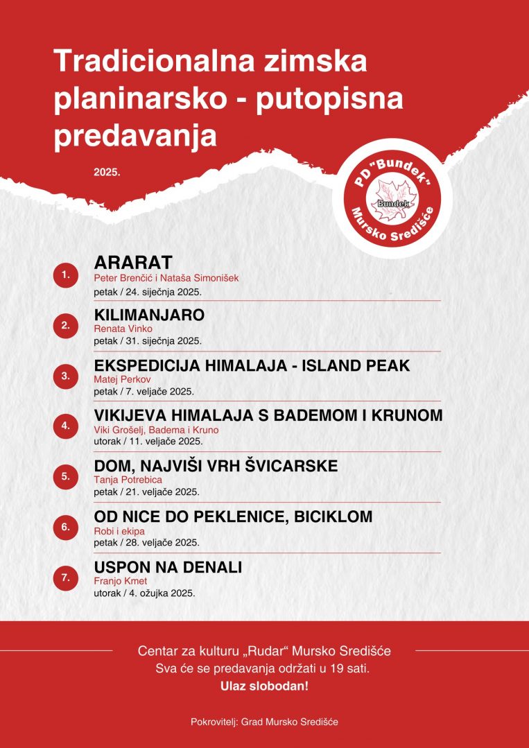 Novi ciklus Bundekovih putopisnih predavanja i ove godine donosi zanimljive priče, a održavat će se petkom u Centru za kulturu „Rudar“.
