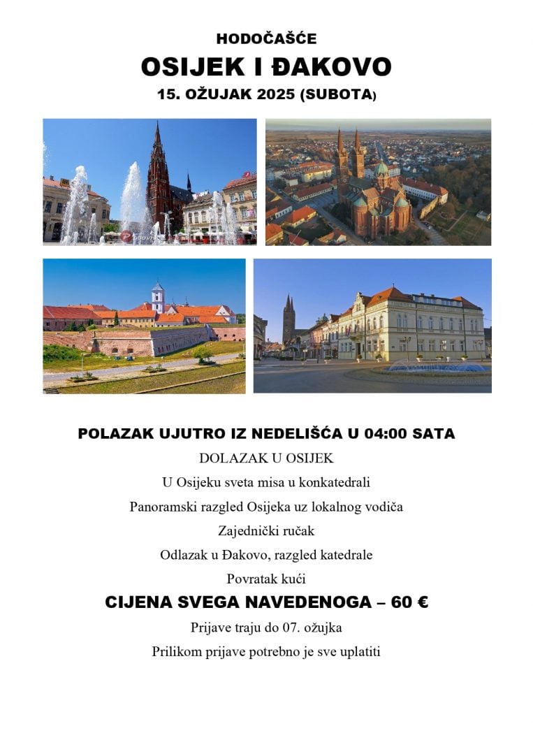 Župa Presvetog Trojstva Nedelišće organizira hodočašće