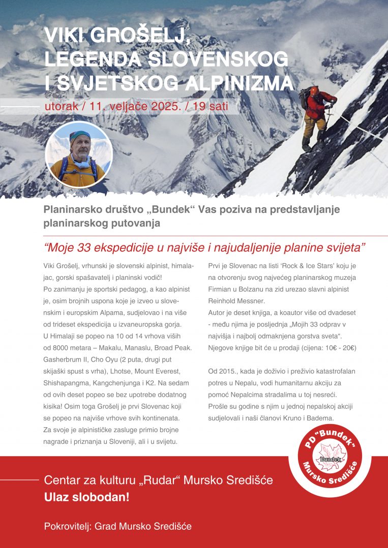 Putopisno predavanje PD-a Bundek - plakat
