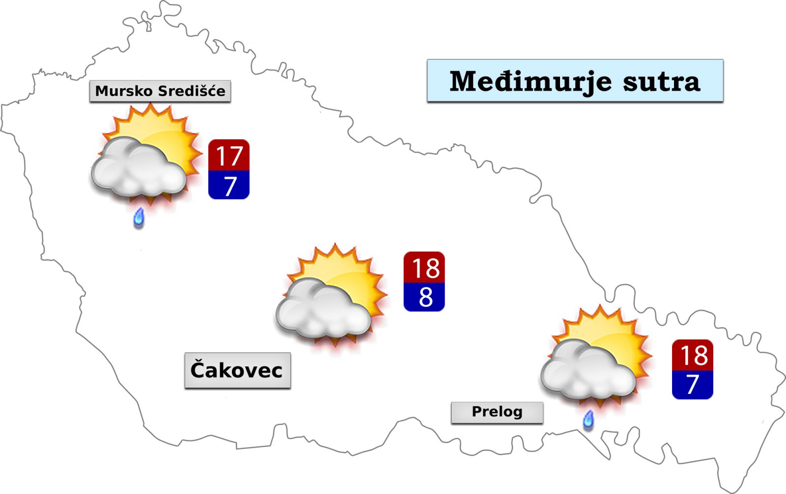 U srijedu će biti djelomično sunčano, a većinom navečer uz više oblaka može pasti malo kiše.