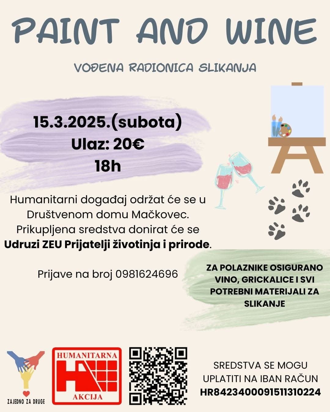 Poster za Humanitarni Paint & Wine za Azil Čakovec