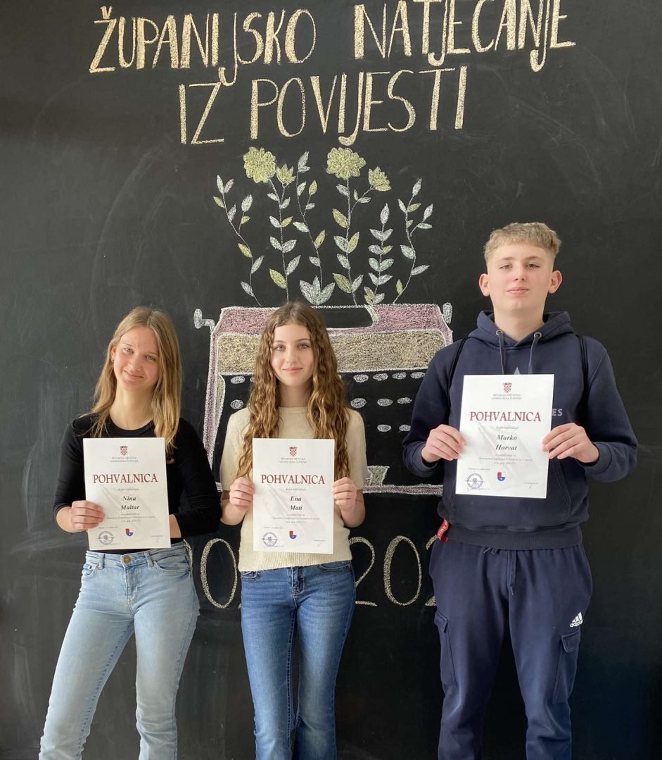 Nina Maltar, Ena Mati (8.a) i Marko Horvat (7.a).
