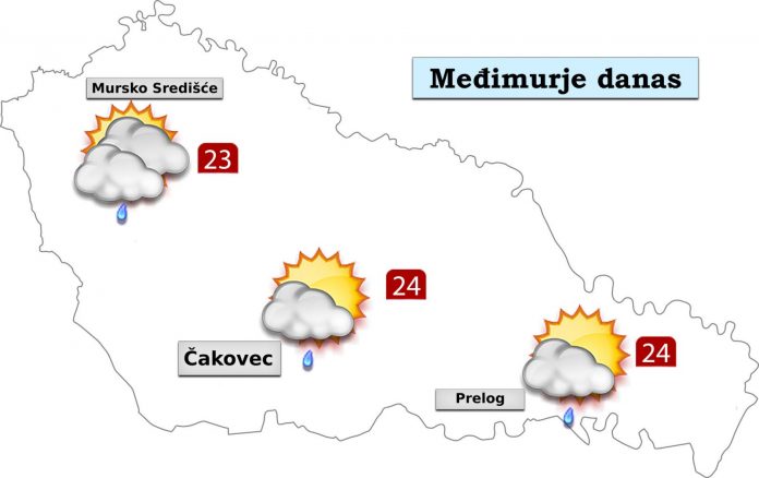 Četvrtak donosi djelomično sunčano vrijeme, a uz povremeno više oblaka može biti prolazne kiše ili pljuska s grmljavinom, uglavnom u drugom dijelu dana.
