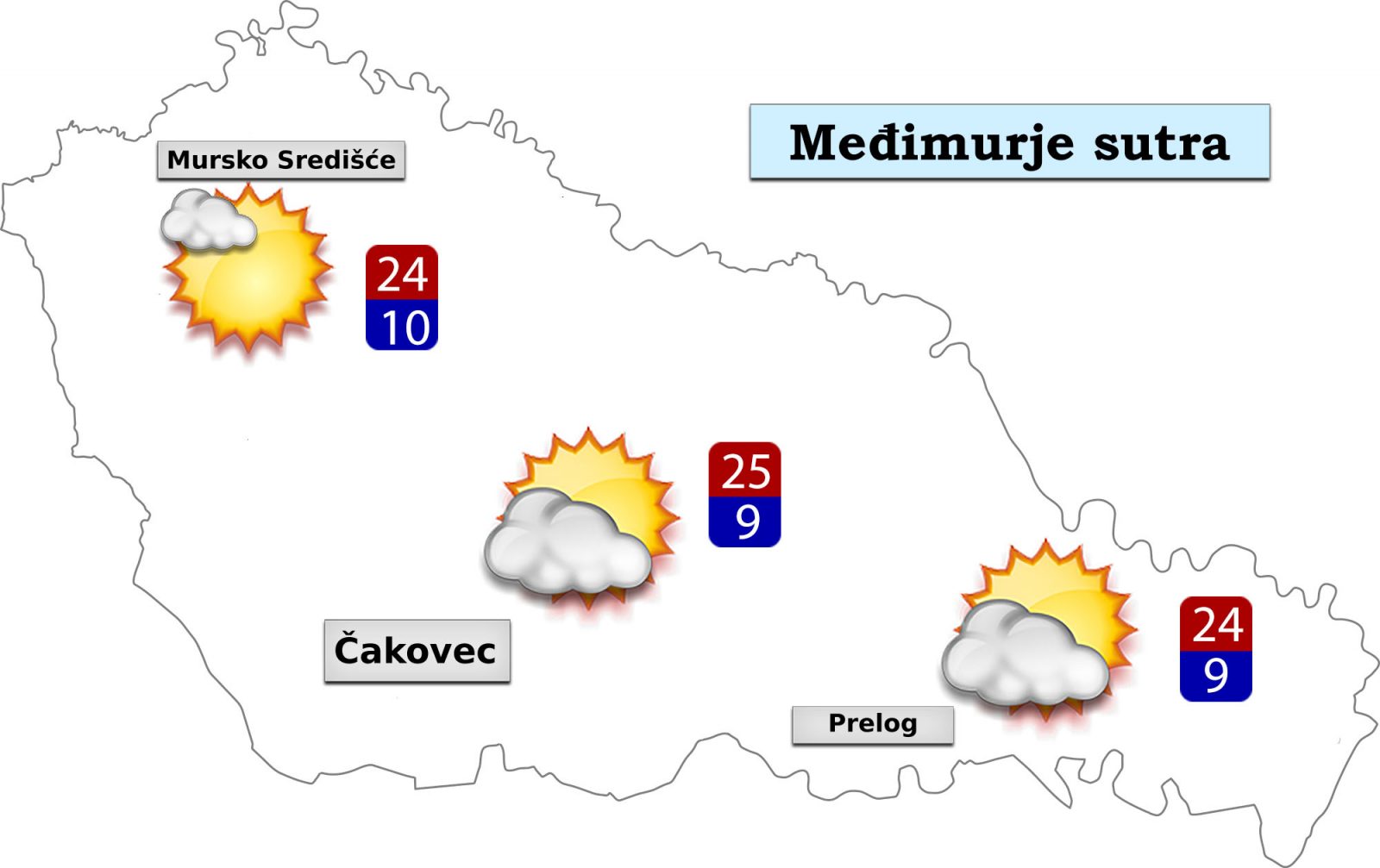 U ponedjeljak će biti pretežno sunčano i toplo. Kasno poslijepodne i navečer umjerena naoblaka.