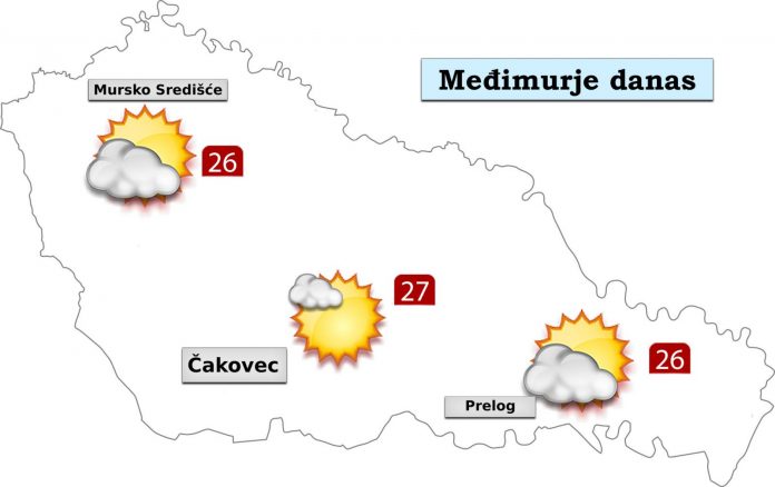 Četvrtak, odnosi prvi maj, donosi nam pretežno sunčano vrijeme, poslijepodne s umjerenom naoblakom.