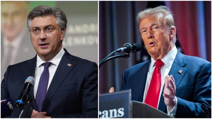 Plenković i Trump drže govor