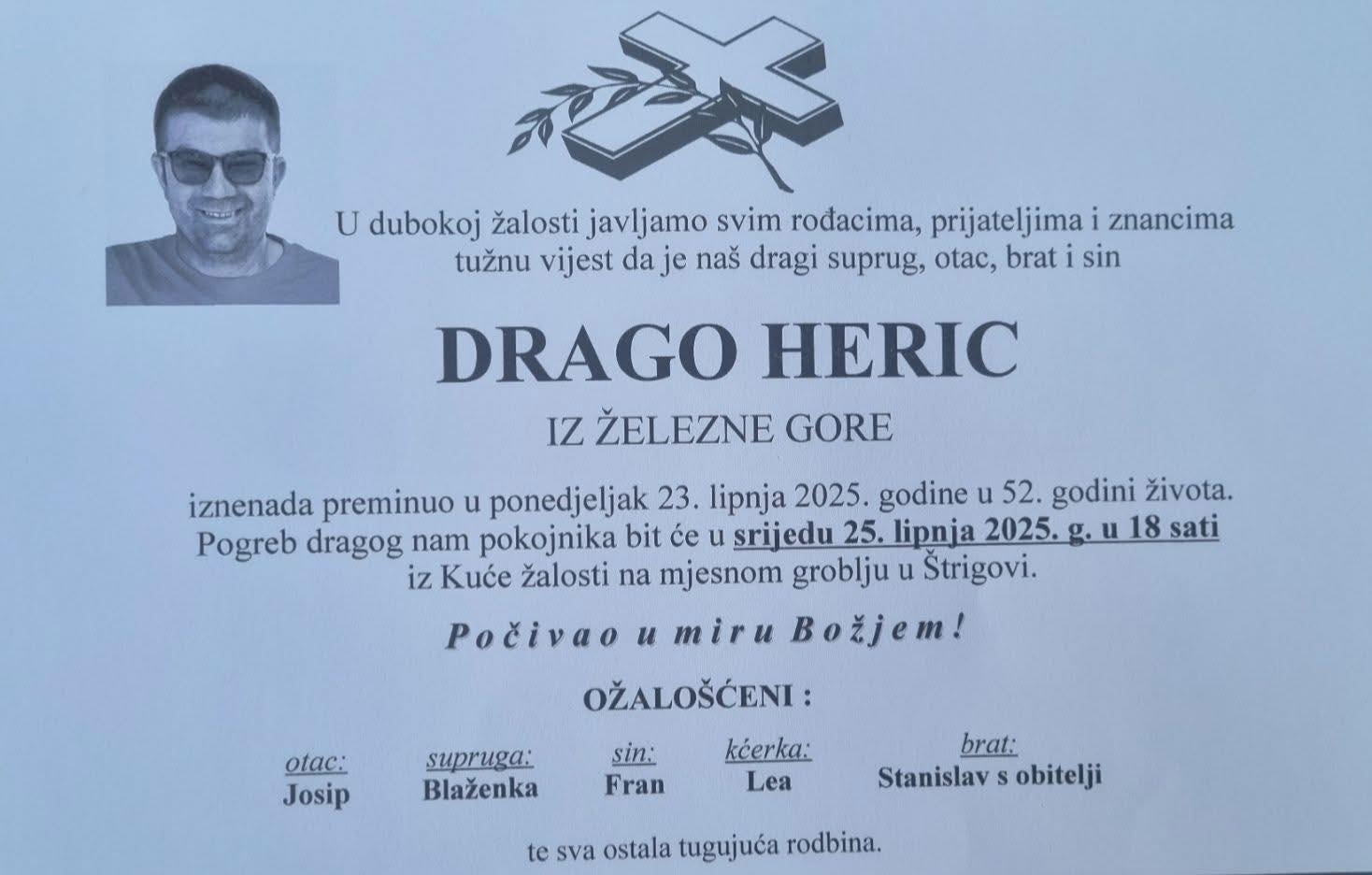Drago Heric - osmrtnica