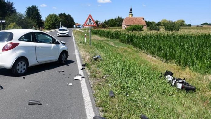 Sudar u Svetom Križu: vozačica oduzela prednost motociklistu, on završio u bolnici