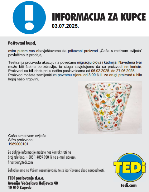 obavijest za kupce - TEDI