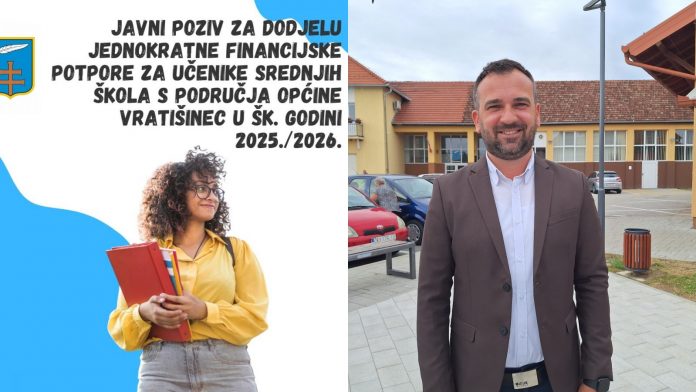 Općina Vratišinec dodjeljuje 60 eura jednokratne potpore srednjoškolcima
