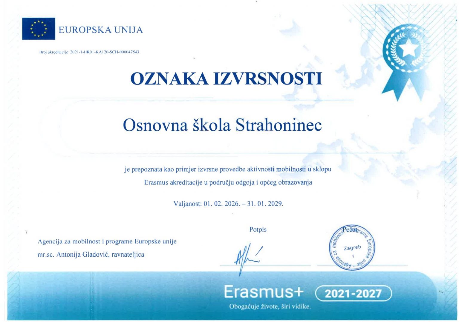 OŠ Strahoninec oznaka izvrsnosti