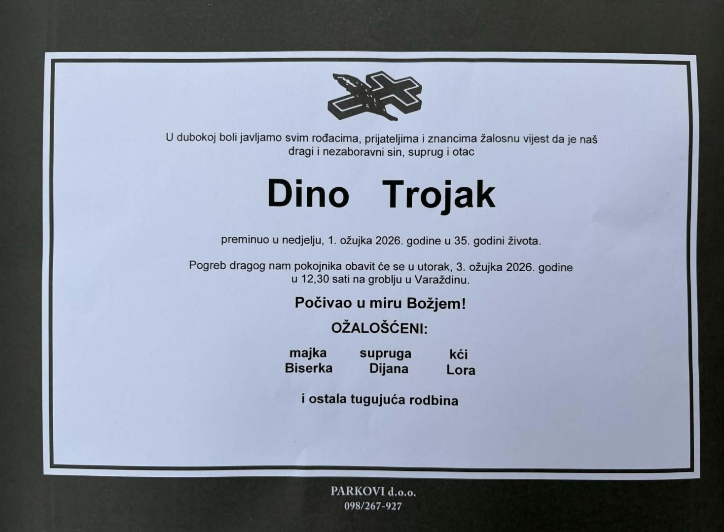 Dino Trojak osmrtnica