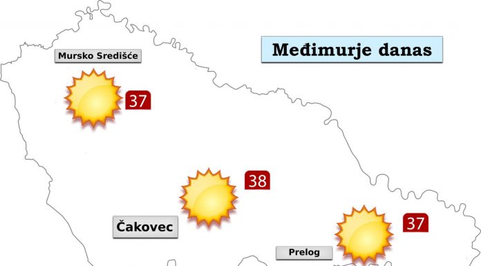 Nedjelja donosi sunčano i vrlo vruće vrijeme. Vjetar slab jugoistočni. Jutarnja temperatura od 19 do 22°C, a najviša dnevna od 36 do 38°C. U ponedjeljak će biti sunčano i vrlo vruće. Vjetar slab jugoistočni, navečer umjeren sjeverni. Jutarnja temperatura od 19 do 23°C, a najviša dnevna od 37 do 39°C.