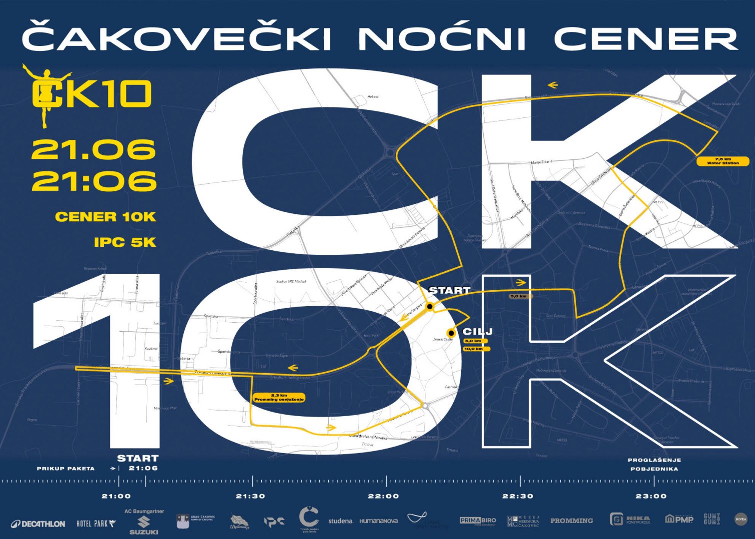 Na slici je plavi plakat za utrku