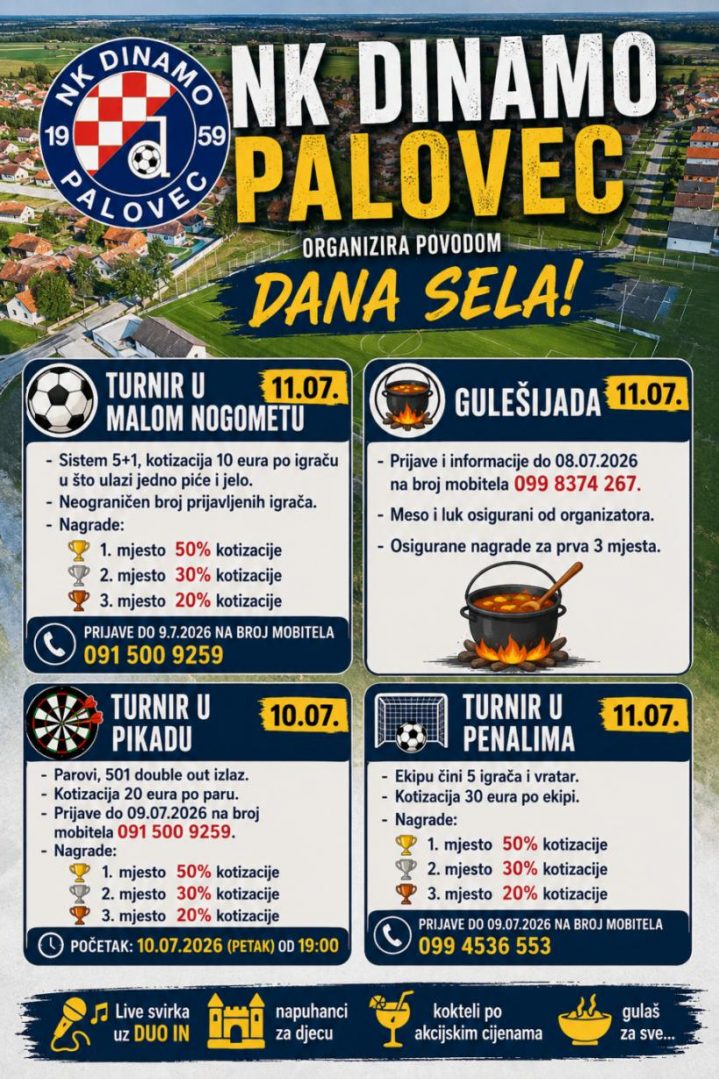 Na slici je letak sa svim informacijama o Danima sela Palovec